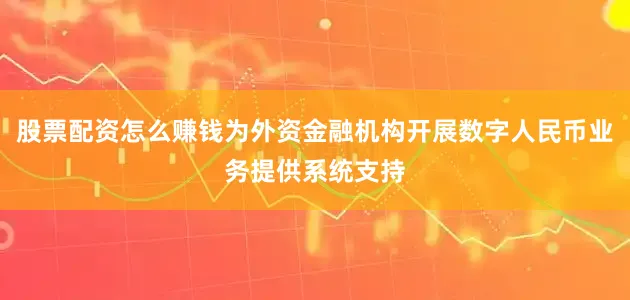 股票配资怎么赚钱为外资金融机构开展数字人民币业务提供系统支持